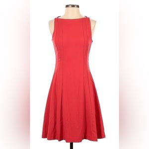 Banana Republic Factory A-Line High Neck Sleeveless: Red Solid Dress 2